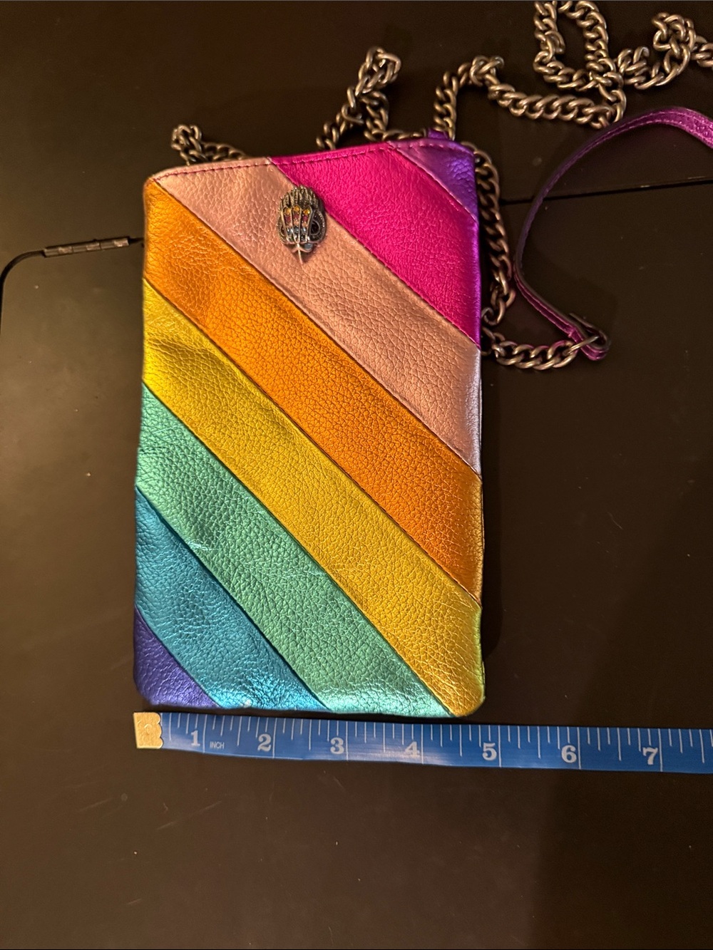 Kurt Geiger Multicolor Rainbow Diagonal Stripe Crossbody